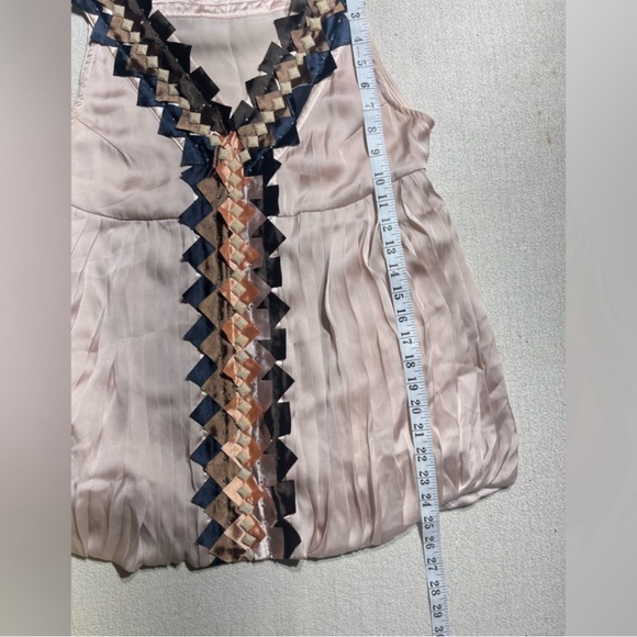 Marc Jacobs Silk Geometric Squares Pleated Billowy Stretch Top - Picture 7 of 8